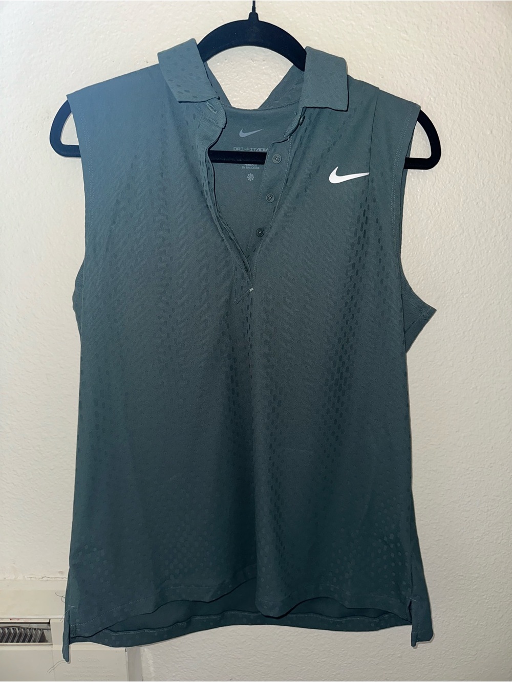 Nike Women's Sleeveless Polo Tank in Dark Teal with White Swoosh